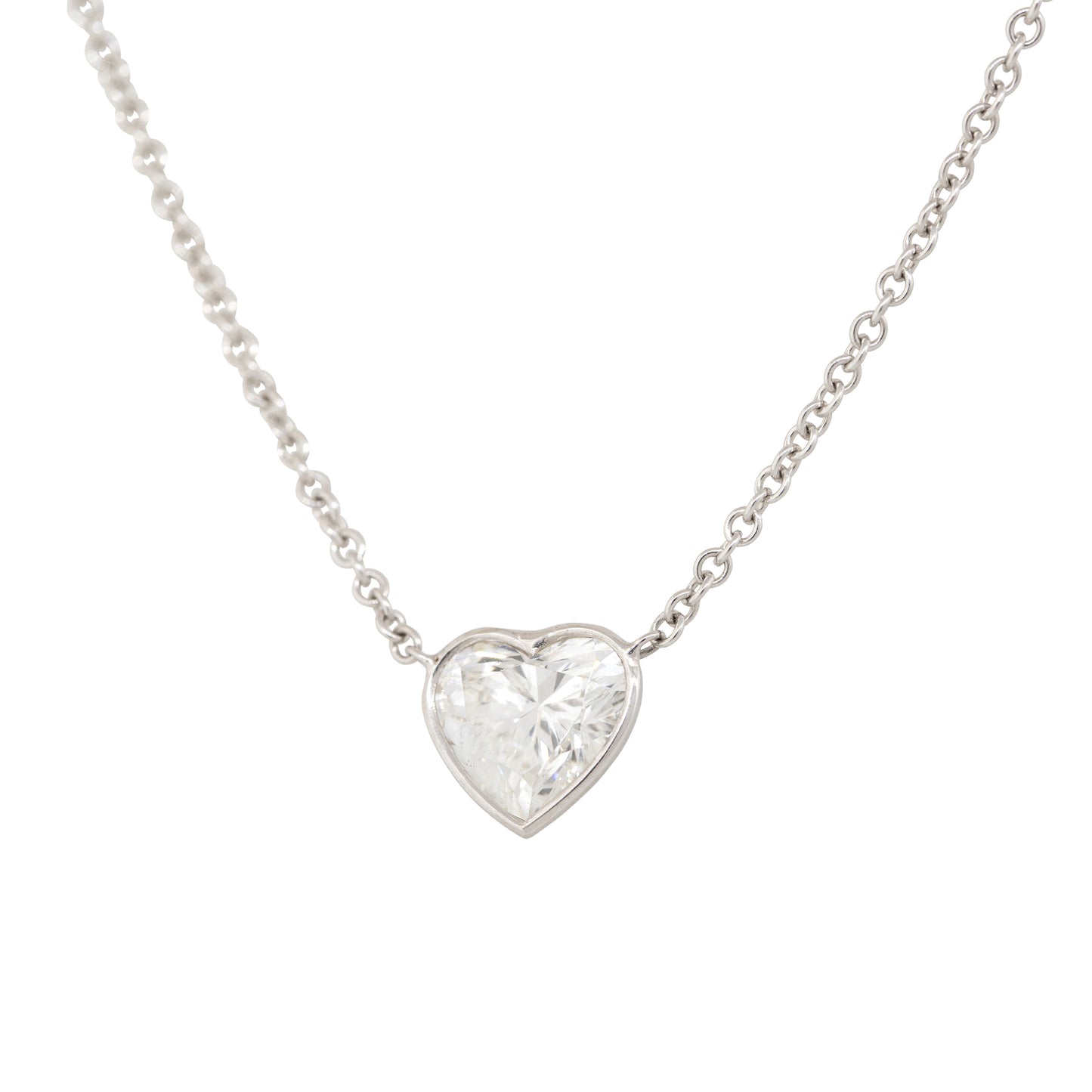 GIA 18k White Gold 1.87ct Heart Shape Diamond Necklace