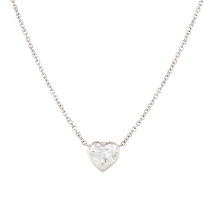 GIA 18k White Gold 1.87ct Heart Shape Diamond Necklace