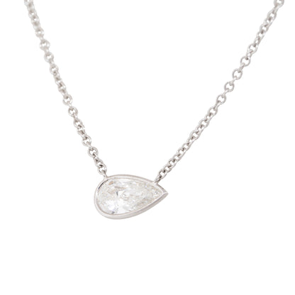 GIA 18k White Gold 1.16ct Pear Shape Diamond Necklace