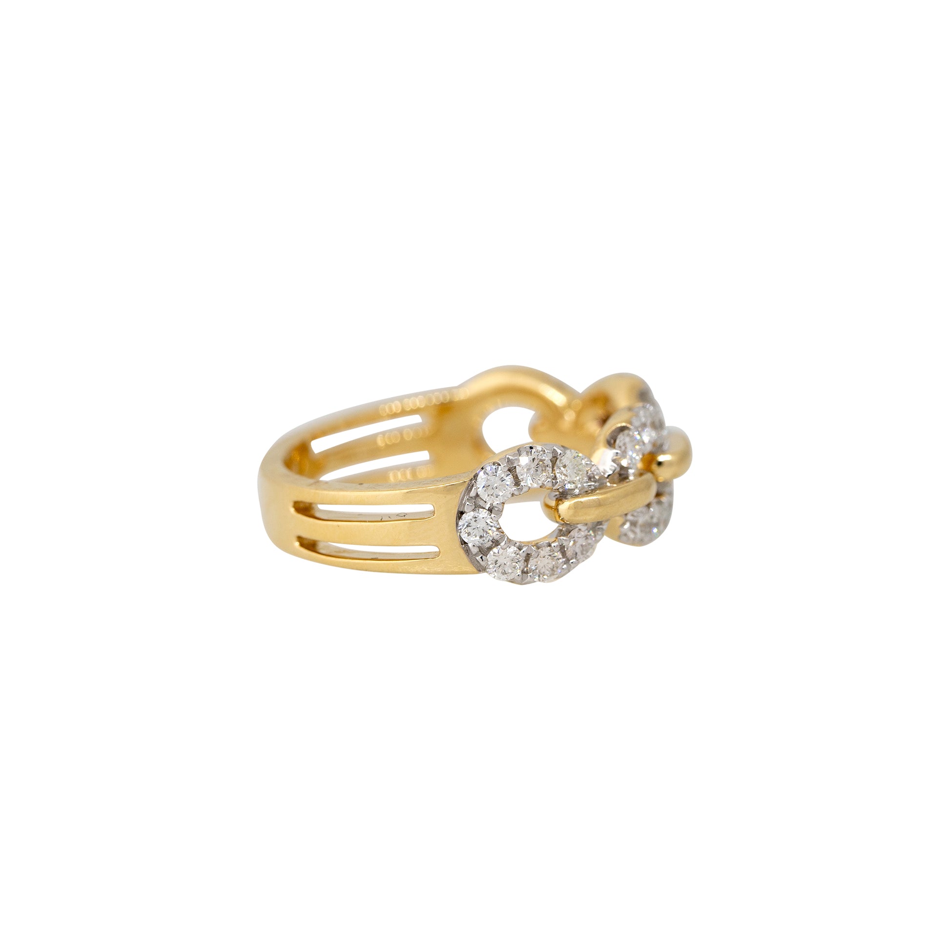 18k Yellow Gold 0.68ctw Round Brilliant Cut Diamond Open Link Ring