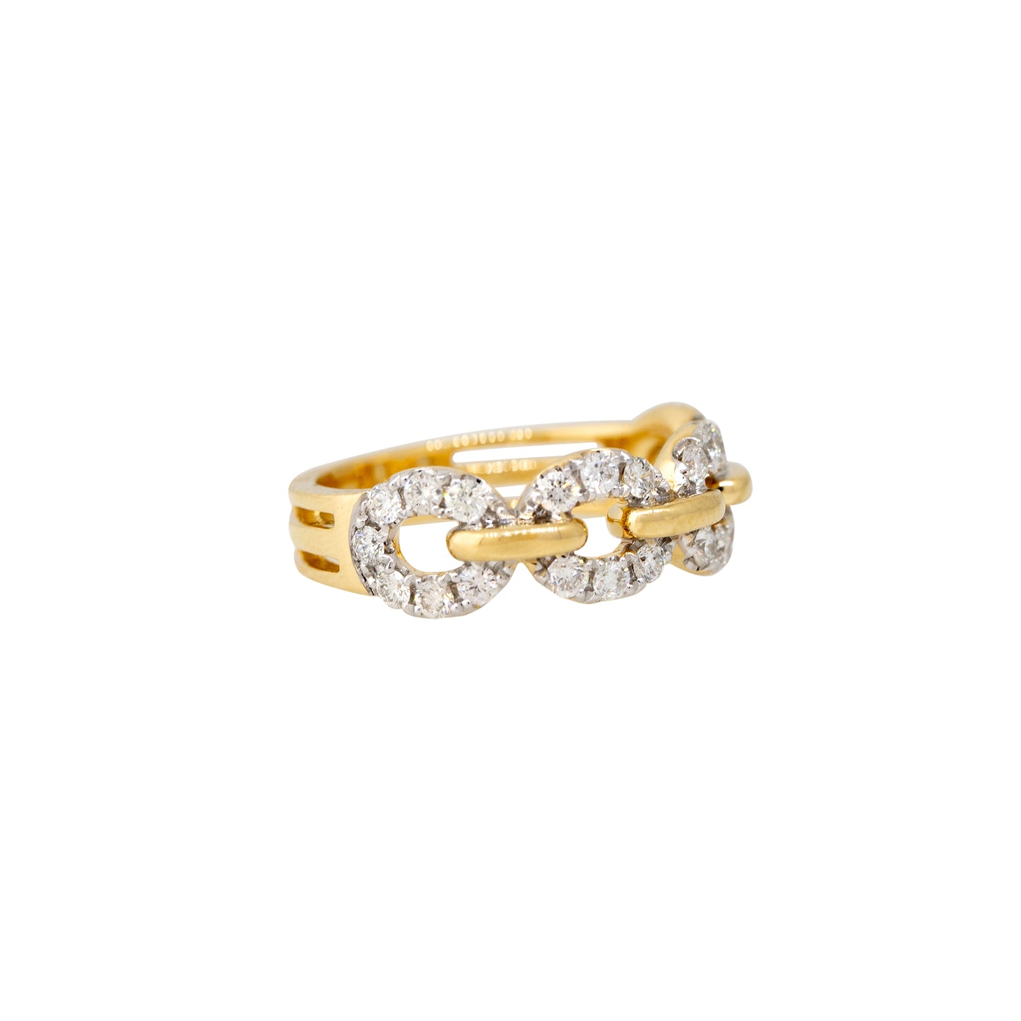 18k Yellow Gold 0.68ctw Round Brilliant Cut Diamond Open Link Ring