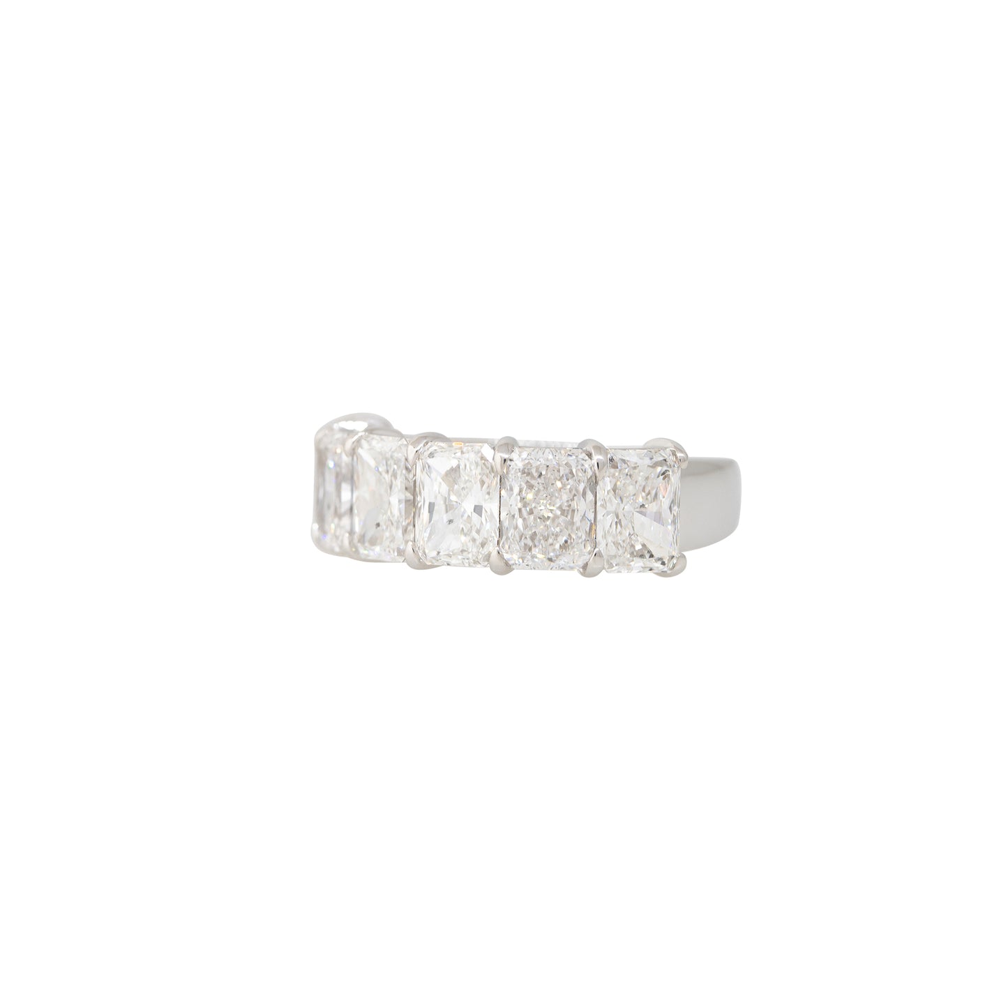 18k White Gold 4.51ctw Radiant Cut 6 Diamond Ring