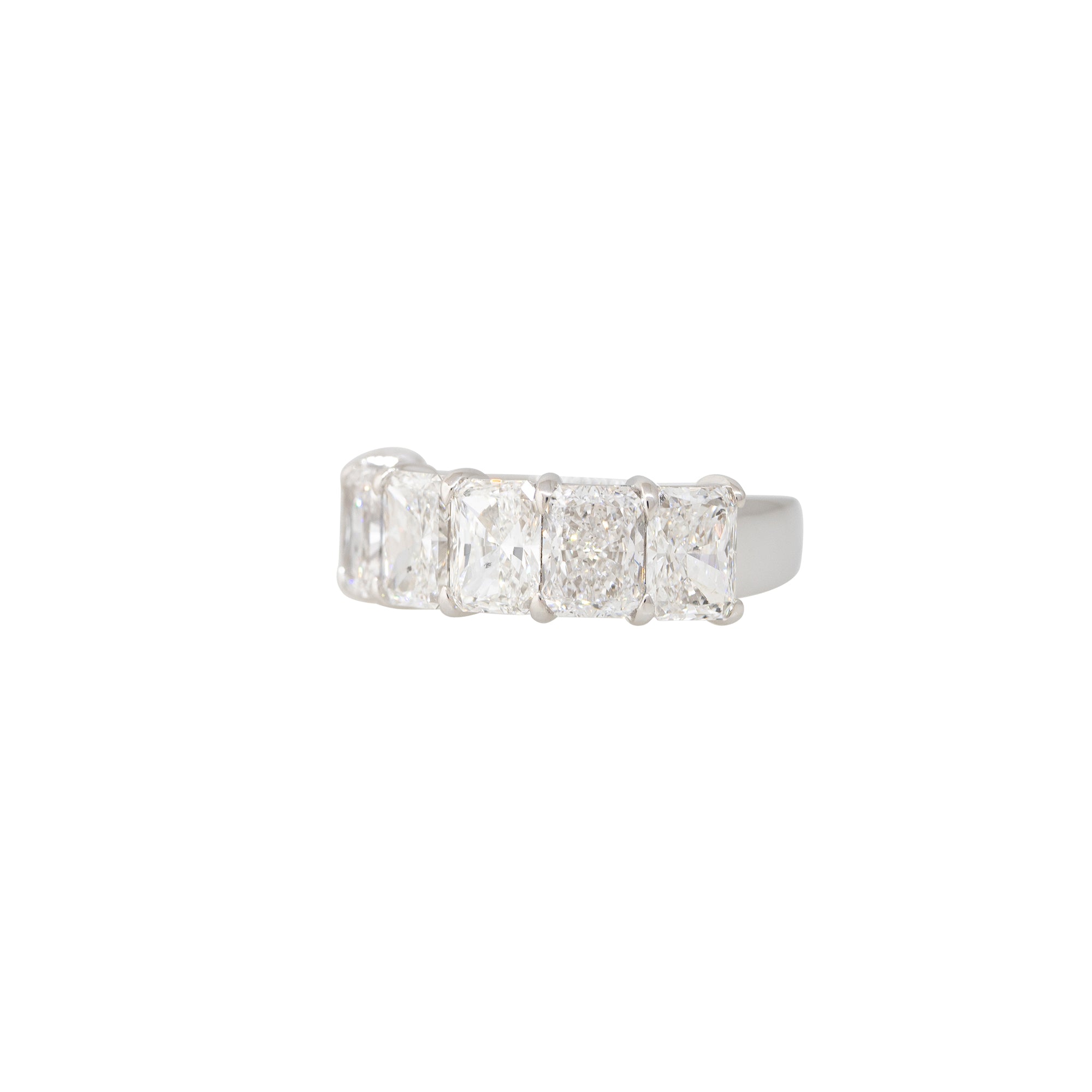 18k White Gold 4.51ctw Radiant Cut 6 Diamond Ring