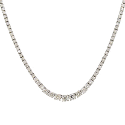 14k White Gold 5.62ctw Natural Round Brilliant Cut Diamond Graduated Tennis Necklace