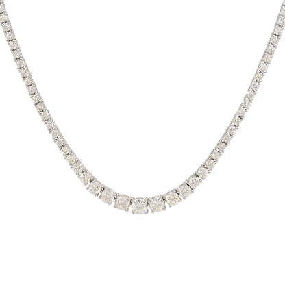 14k White Gold 5.62ctw Natural Round Brilliant Cut Diamond Graduated Tennis Necklace