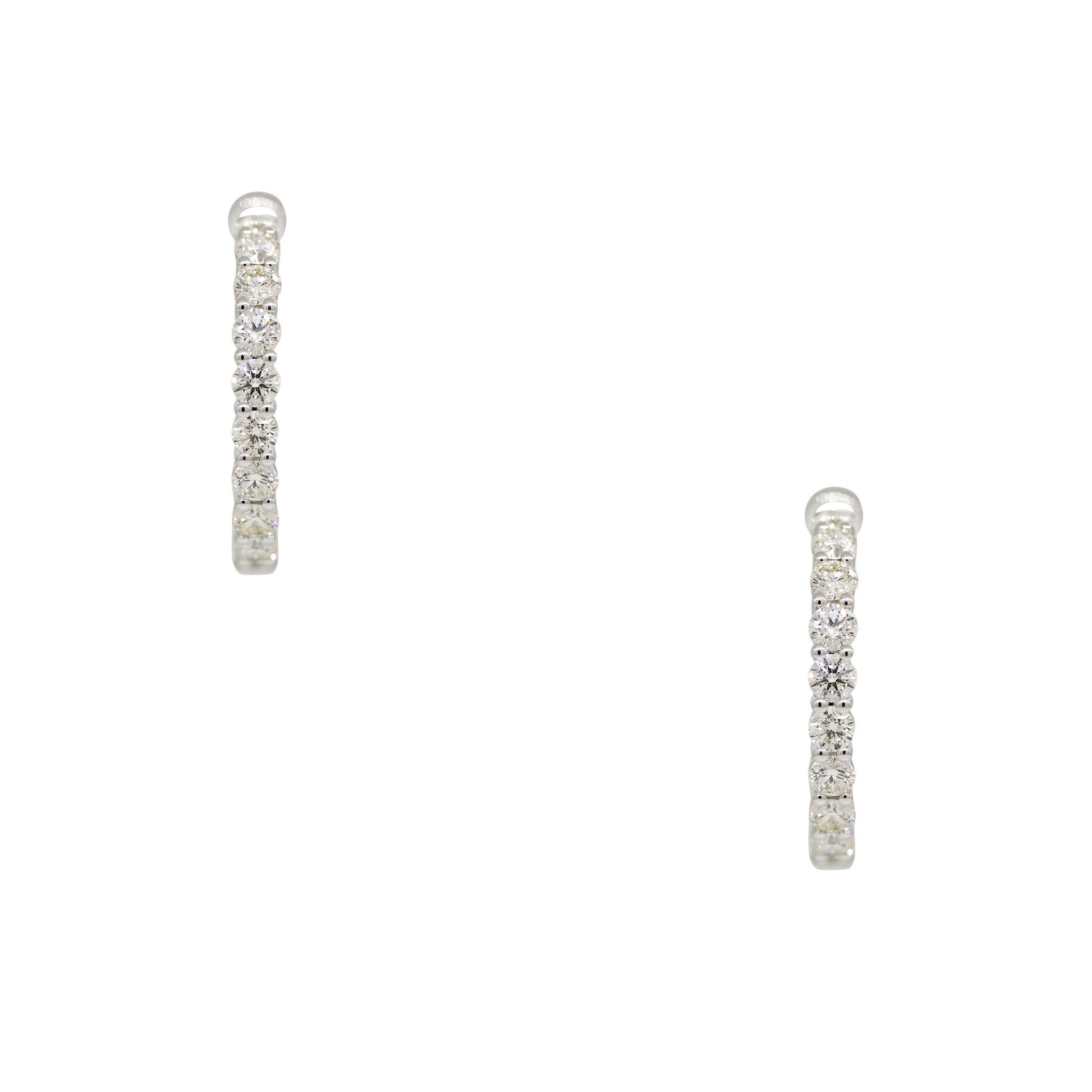 14k White Gold 2.60ctw Natural Round Brilliant Cut Diamond Inside Out Hoop Earrings