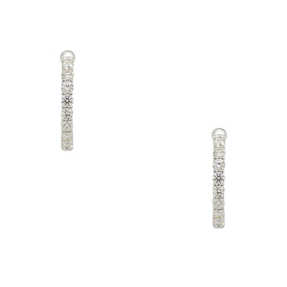 14k White Gold 2.60ctw Natural Round Brilliant Cut Diamond Inside Out Hoop Earrings