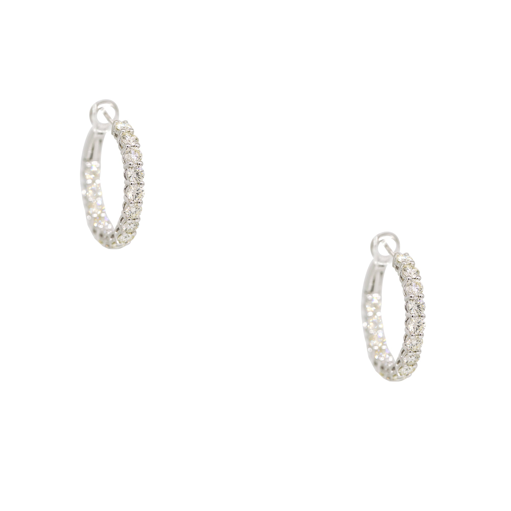 14k White Gold 2.60ctw Natural Round Brilliant Cut Diamond Inside Out Hoop Earrings