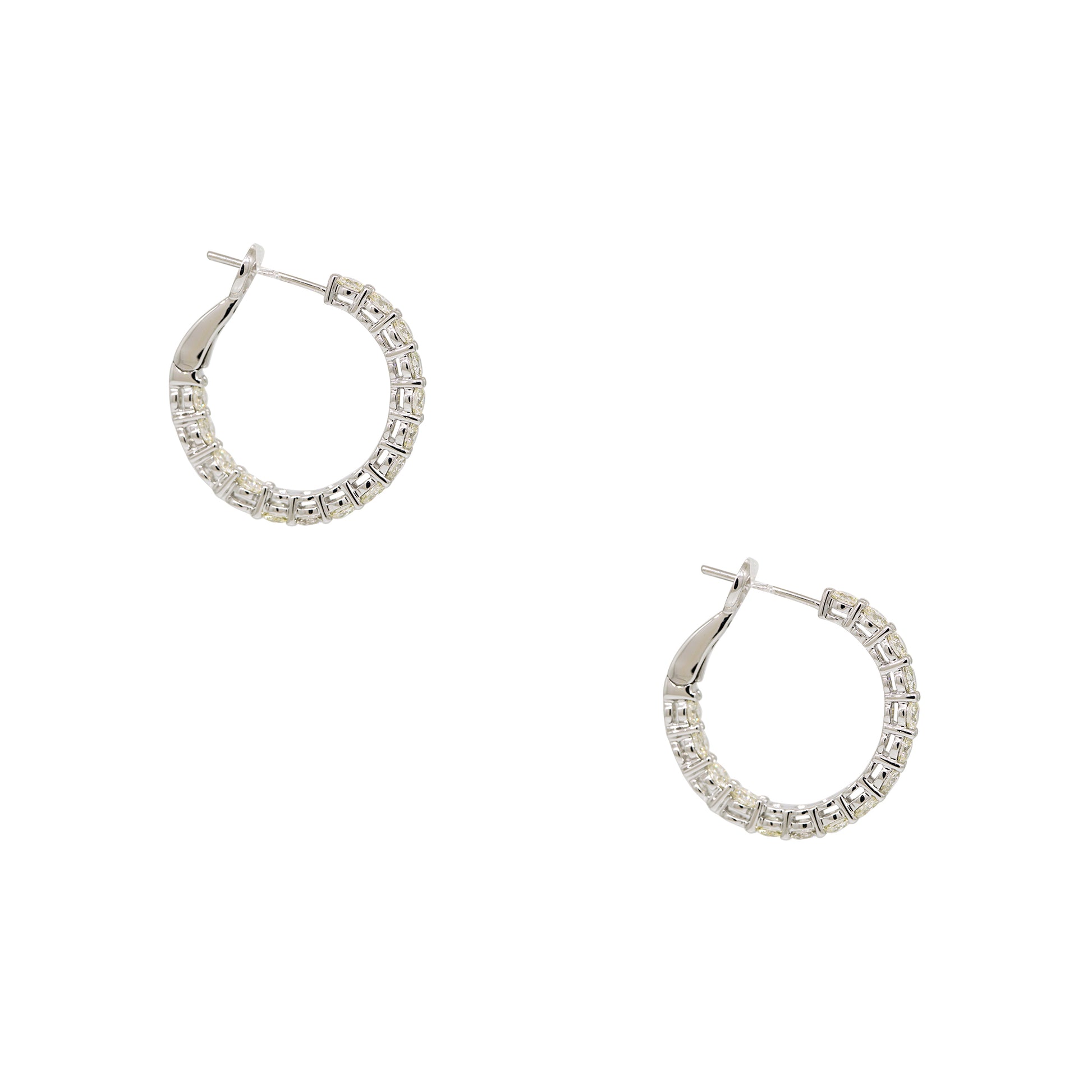 14k White Gold 2.60ctw Natural Round Brilliant Cut Diamond Inside Out Hoop Earrings