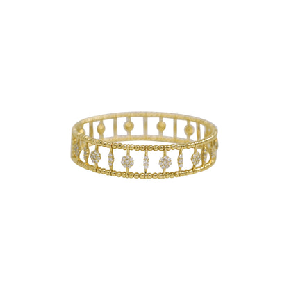 14k Yellow Gold 1.83ctw Natural Round Brilliant Cut Diamond Open Work Ribbed Bracelet