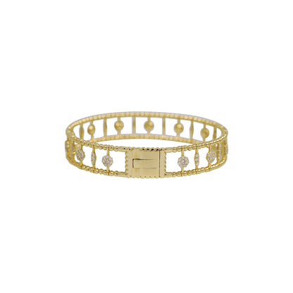 14k Yellow Gold 1.83ctw Natural Round Brilliant Cut Diamond Open Work Ribbed Bracelet