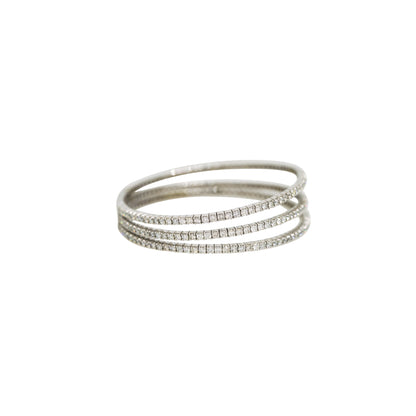 14k White Gold 5.59ctw Natural Round Brilliant Cut Diamond Tennis-Style 3-Row Bracelet