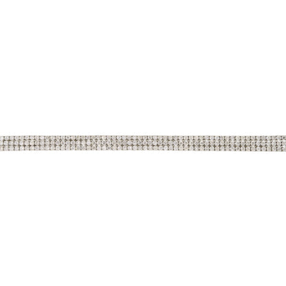 14k White Gold 8.68ctw Natural Round Brilliant Cut Diamond 3-Row Tennis Bracelet