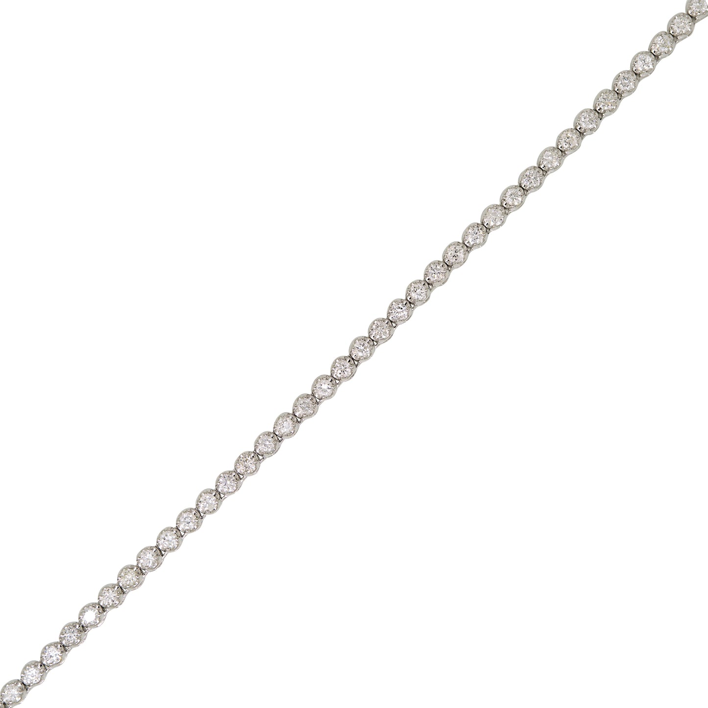 14k White Gold 8.21ctw Natural Round Brilliant Cut Diamond Extra Long Tennis Necklace