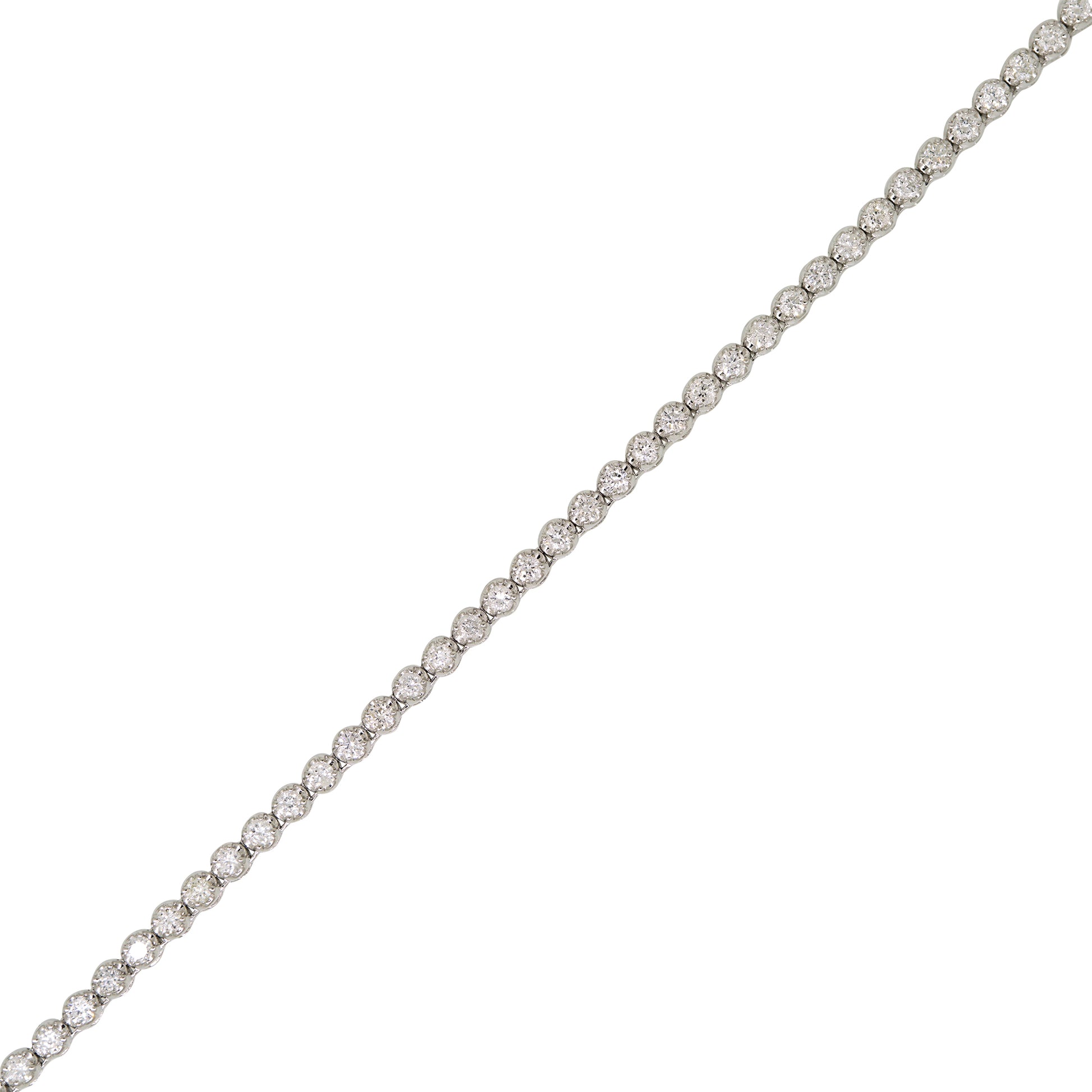 14k White Gold 8.21ctw Natural Round Brilliant Cut Diamond Extra Long Tennis Necklace
