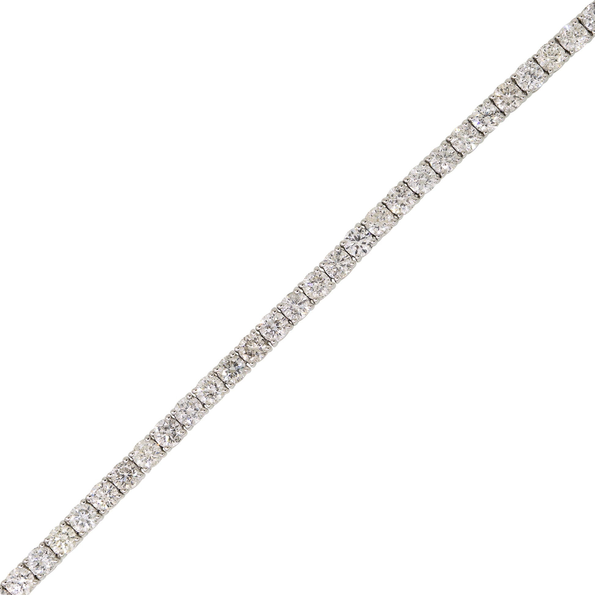 14k White Gold 6.81ctw Natural Round Brilliant Cut Diamond Tennis Bracelet