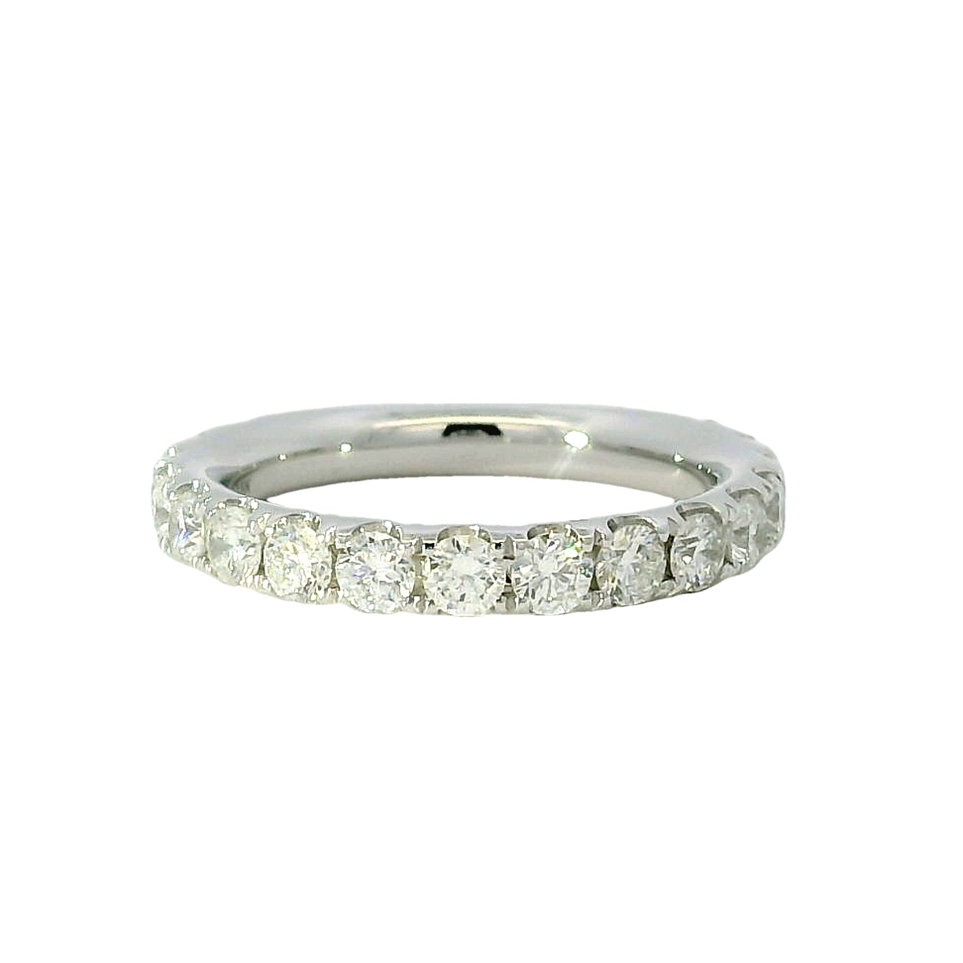 18k White Gold Natural 1.19 Carat Round Brilliant Diamond 2/3 Bridal Band