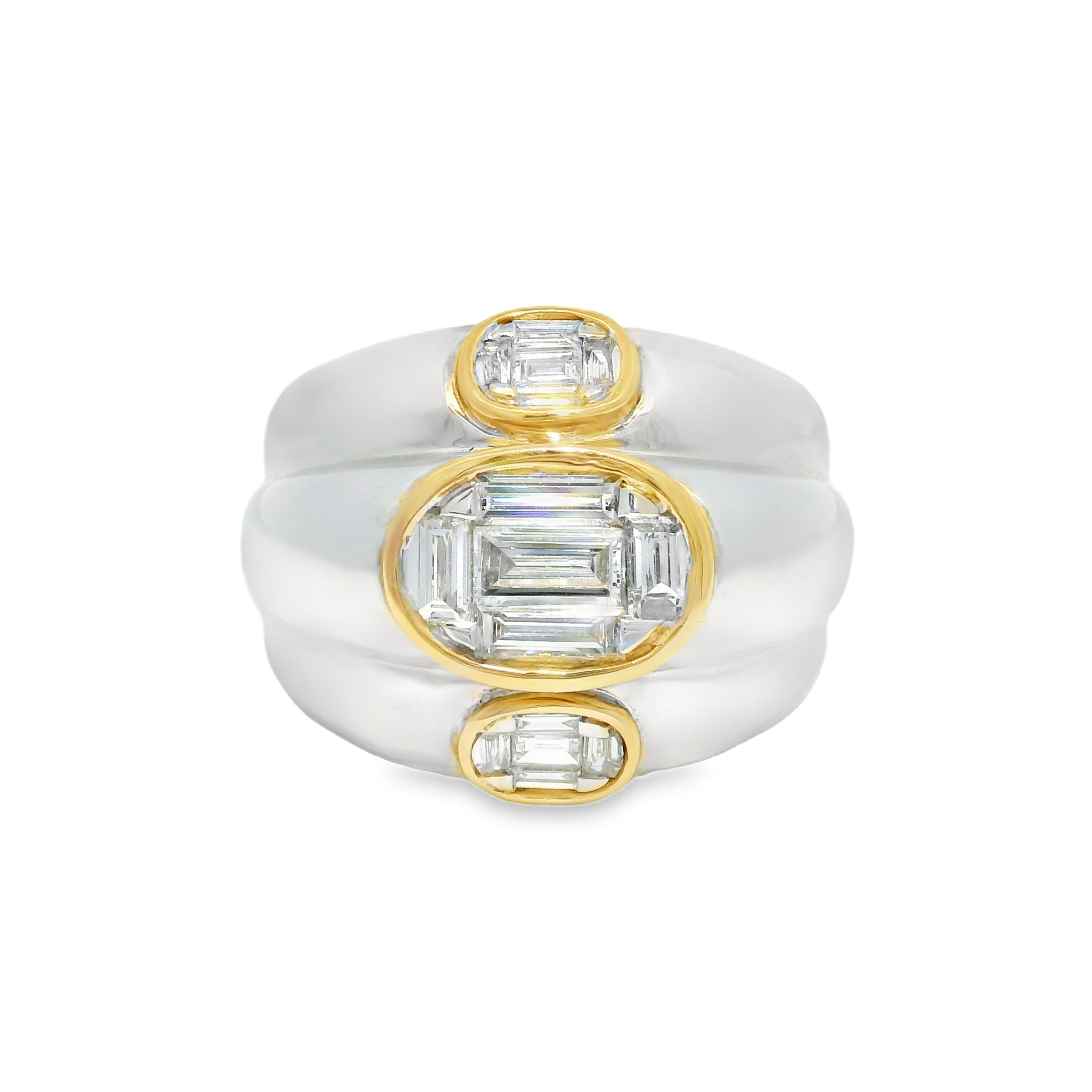 18k Two-Tone Gold Natural 1.01 Carat Diamond Mosaic Ring