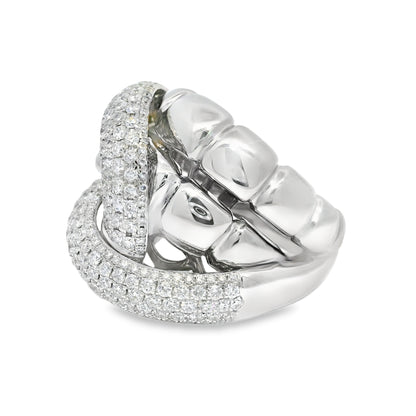 18k White Gold Natural 2.24 Carat Diamond Twisted Knot Ring