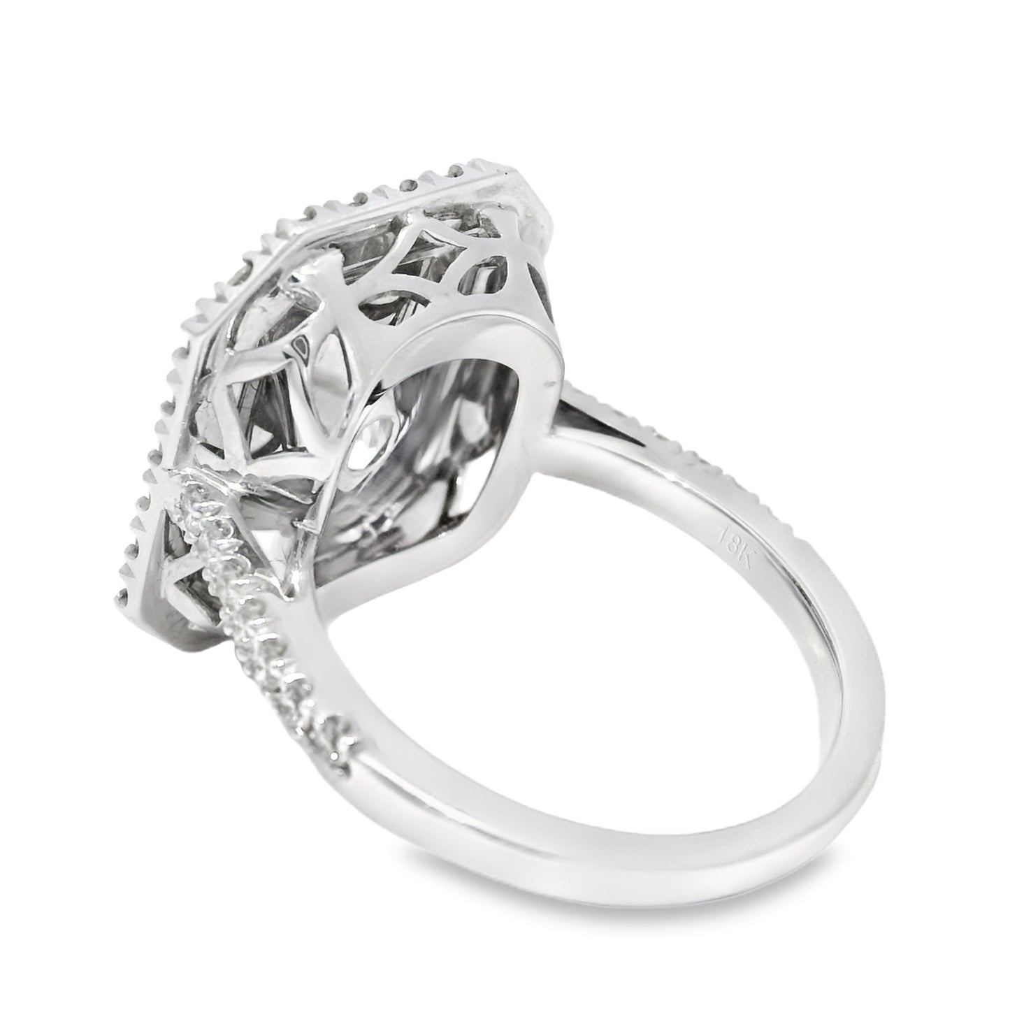 GIA 18k White Gold Natural Green 4.15 Carat Radiant Cut Diamond Double Halo Ring