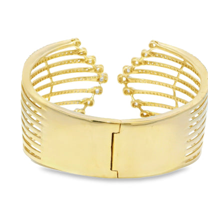 14k Yellow Gold 5.95 Carat Diamond Wide Cuff Bracelet
