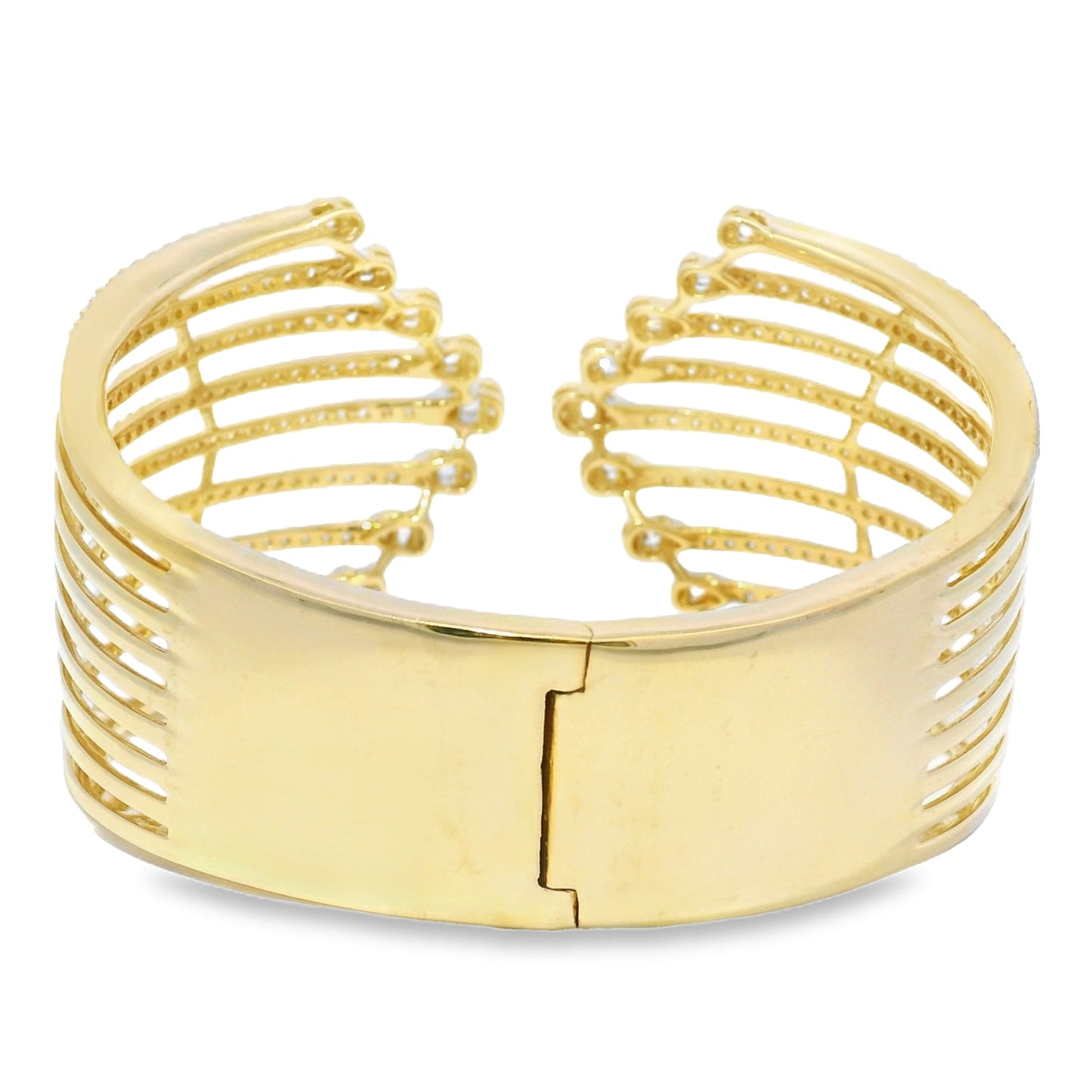 14k Yellow Gold 5.95 Carat Diamond Wide Cuff Bracelet