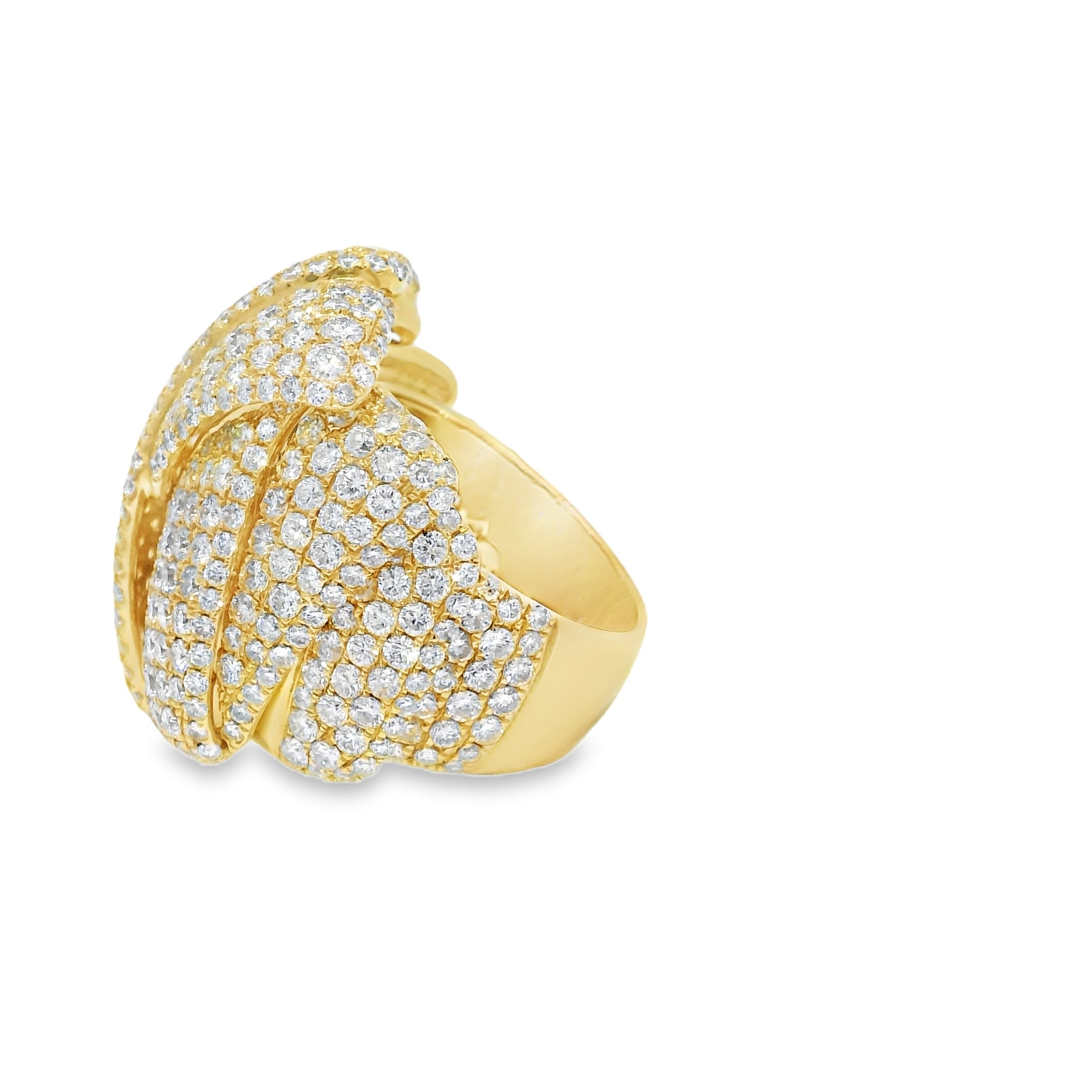 14k Yellow Gold Natural 8.5 Carat Diamond Pave Freeform Wide Ring