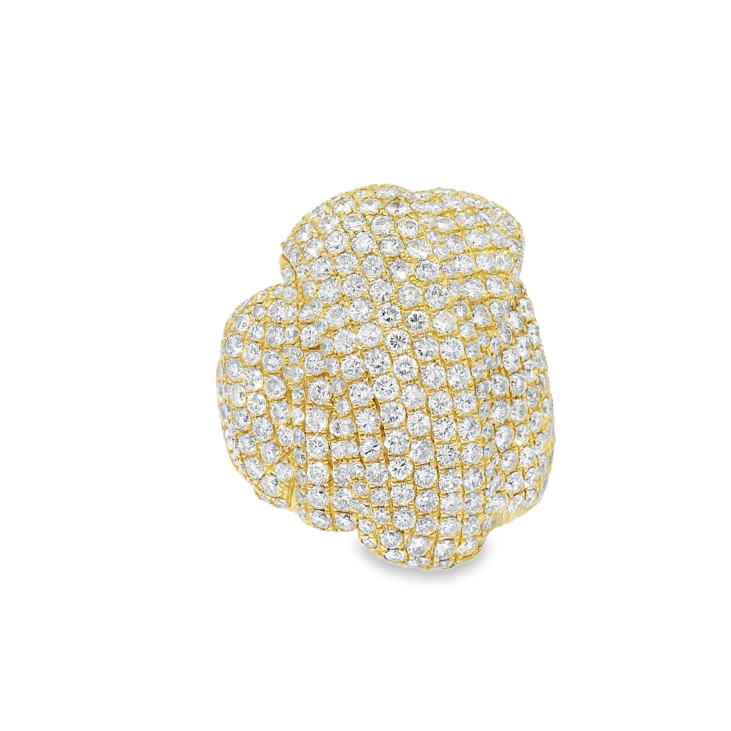 14k Yellow Gold Natural 8.5 Carat Diamond Pave Freeform Wide Ring