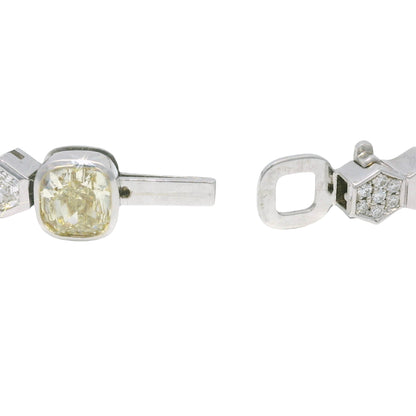 18k White Gold Natural Fancy Color Diamond Multi-Shape Station Bracelet