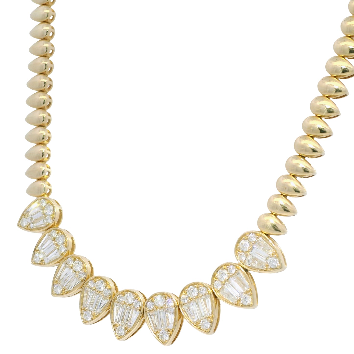 14k Yellow Gold Natural Diamond Spiked Collar Necklace