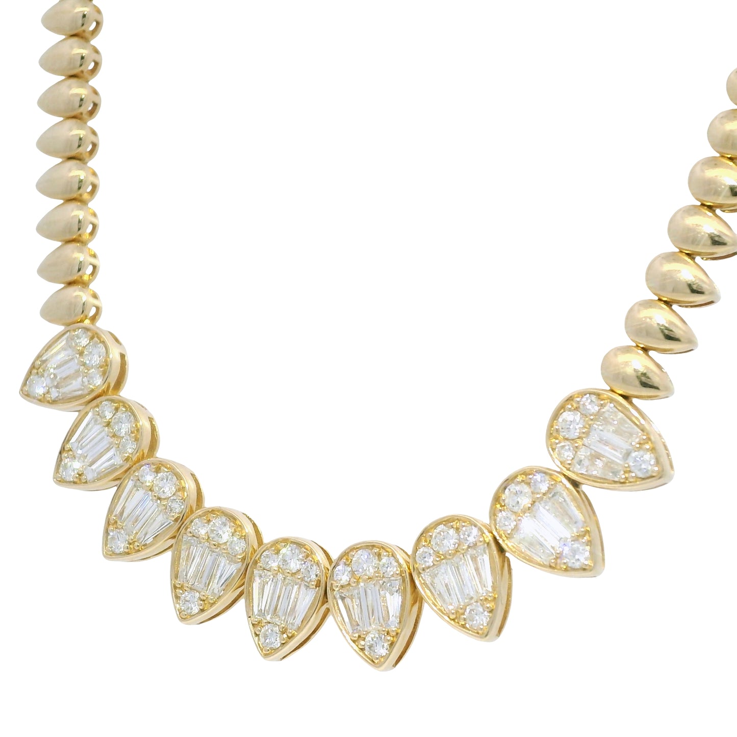 14k Yellow Gold Natural Diamond Spiked Collar Necklace
