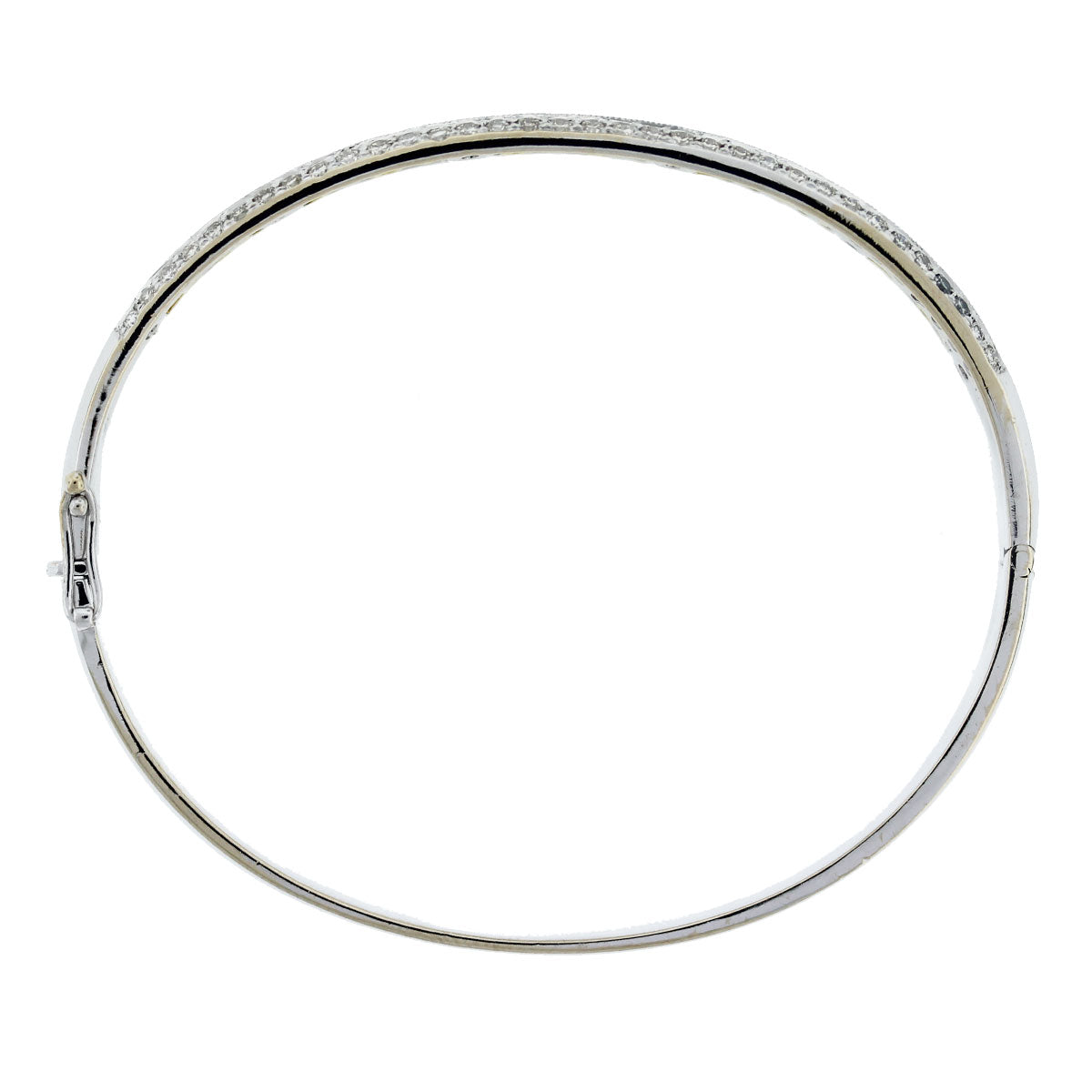 18kt Two Tone Round Cut Diamond Bangle Bracelet