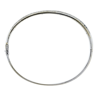 18kt Two Tone Round Cut Diamond Bangle Bracelet