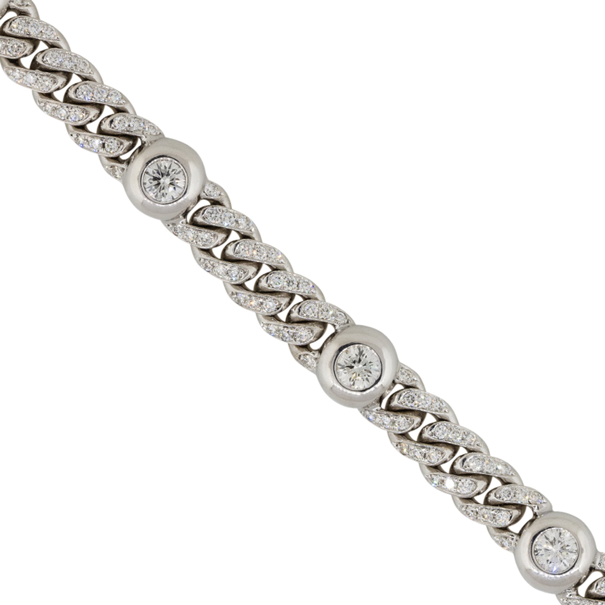 18k White Gold 5.30ctw Diamond Pave Cuban Link Bracelet
