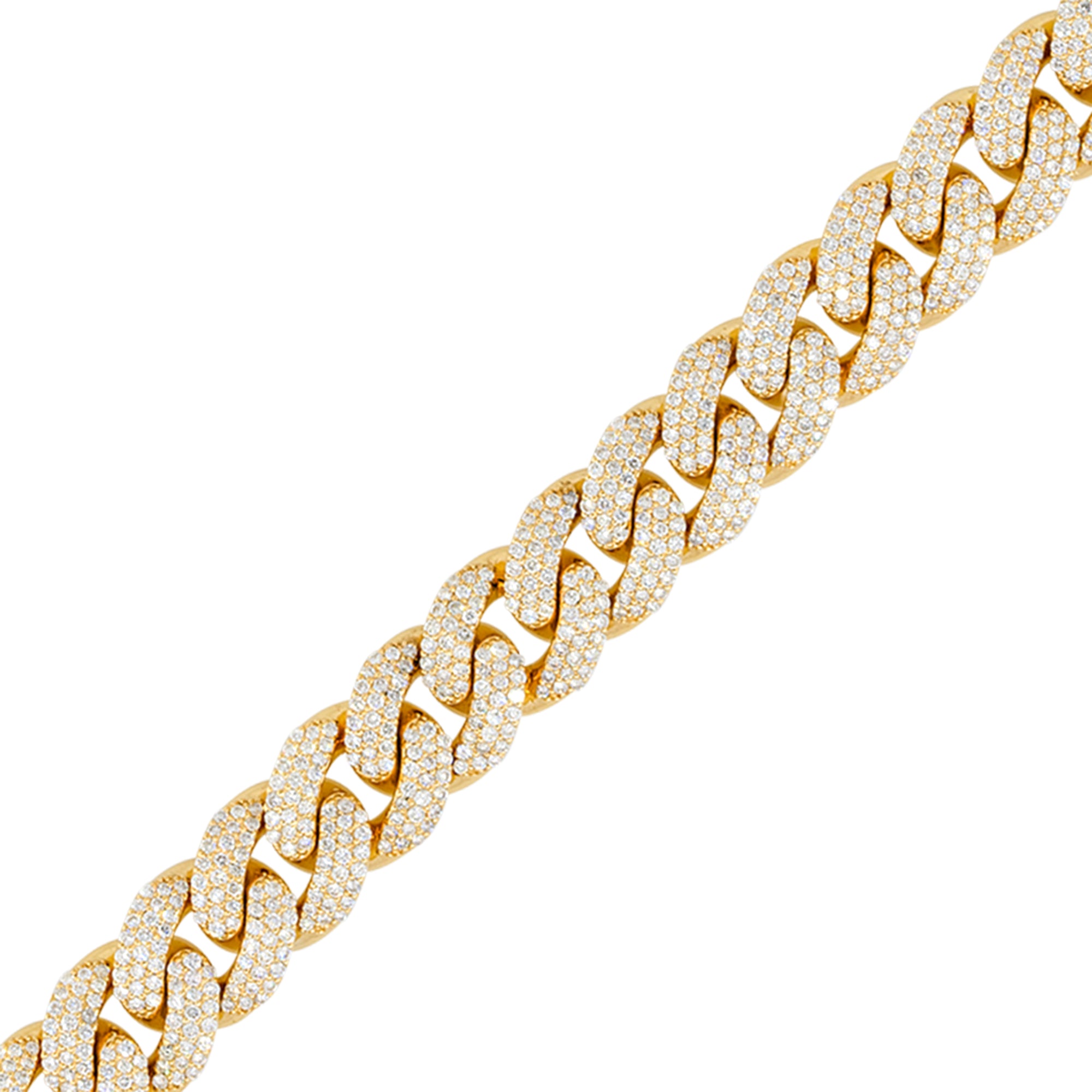 14k Yellow Gold 10.96ctw Diamond Pave Curb Link Bracelet