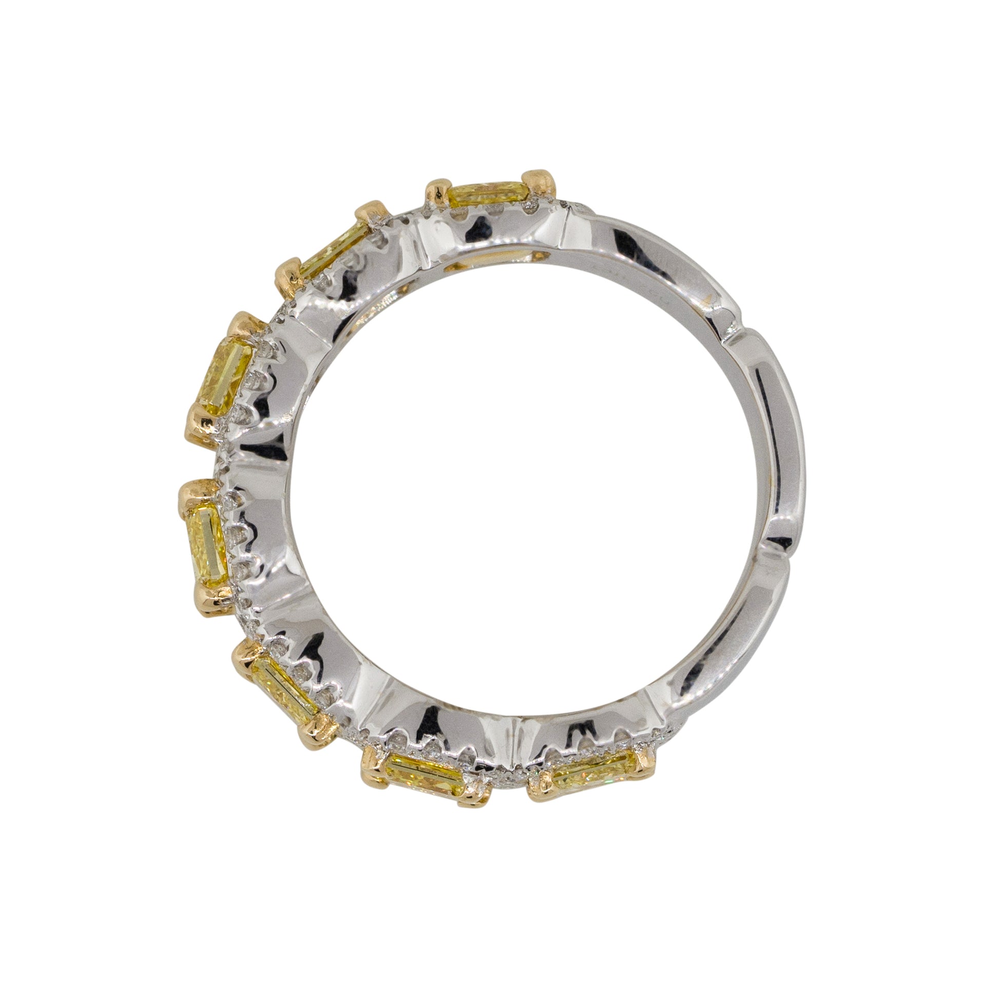 18k Two Tone 2.45ctw Yellow & White Diamond Halo Ring
