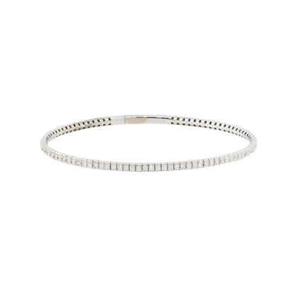 14k White Gold 1ctw Diamond Pave Flexible Bangle Bracelet