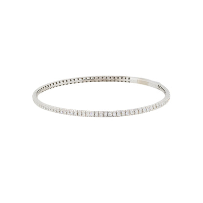 14k White Gold 1ctw Diamond Pave Flexible Bangle Bracelet