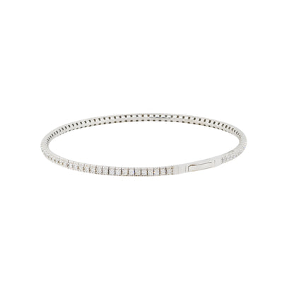 14k White Gold 1ctw Diamond Pave Flexible Bangle Bracelet