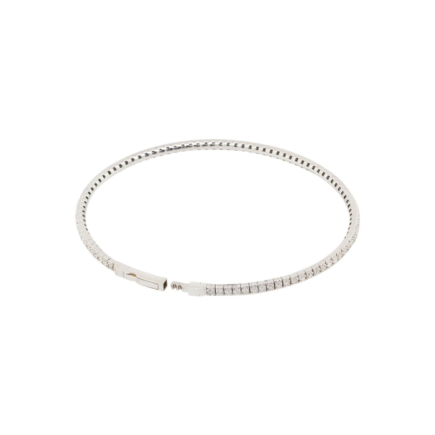 14k White Gold 1ctw Diamond Pave Flexible Bangle Bracelet