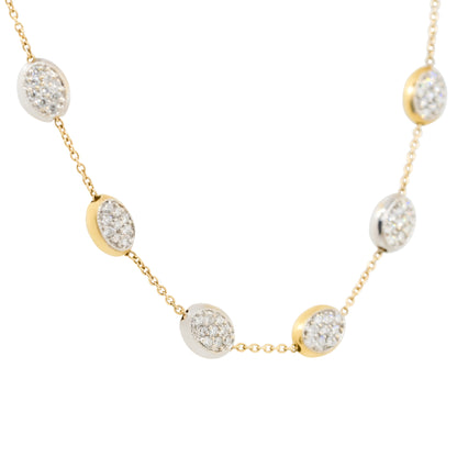 18k Two Tone 0.45ctw Diamond Pave Long Pebble Necklace