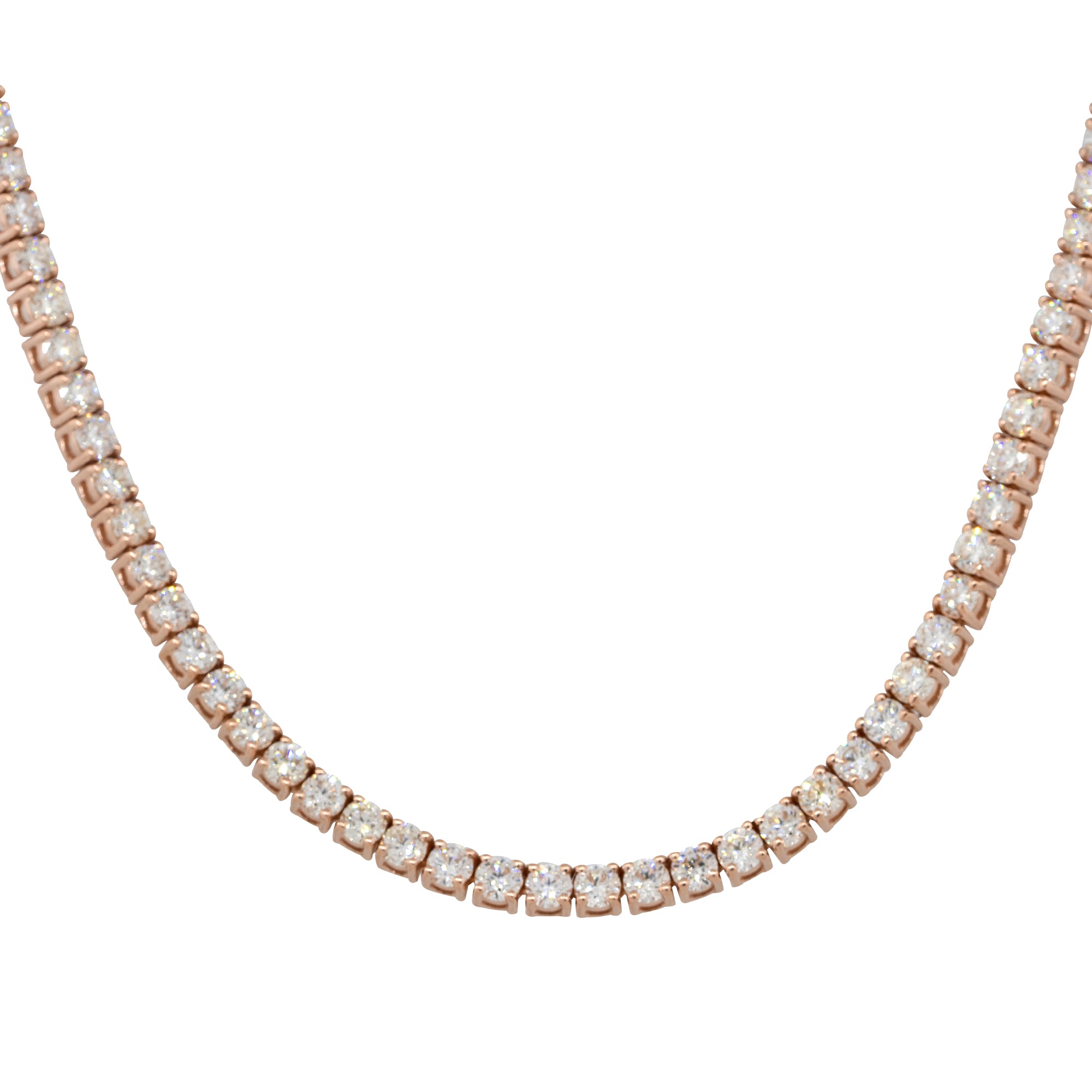 14k Rose Gold 6.62ctw Round Diamond 18" Tennis Necklace