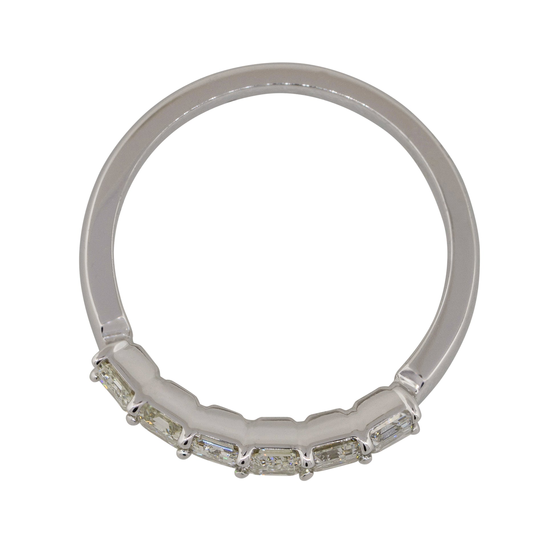 18k White Gold 1.40ctw Emerald Cut Diamond Six Stone Ring