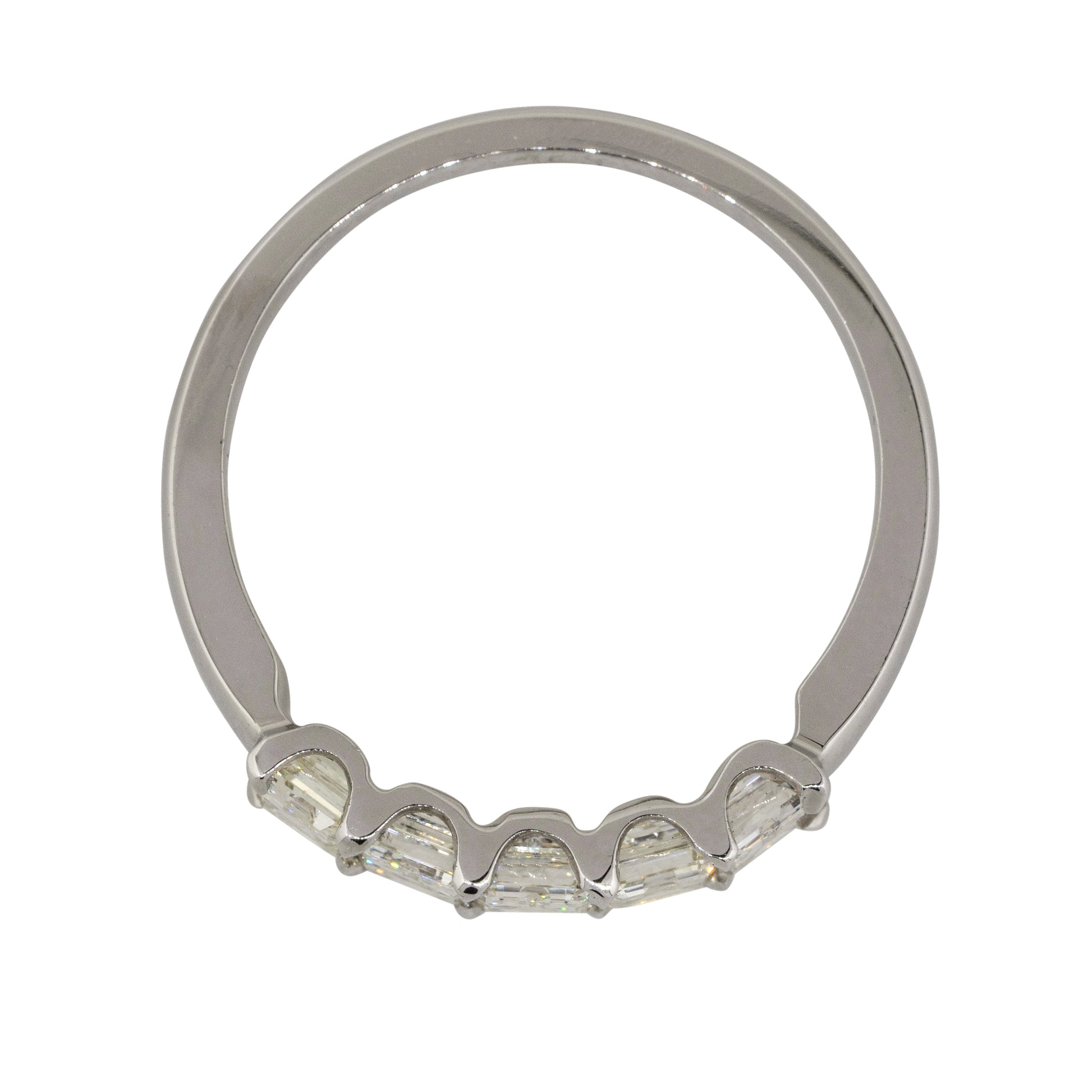 18k White Gold 1.19ctw Emerald Cut Diamond Five Stone Ring