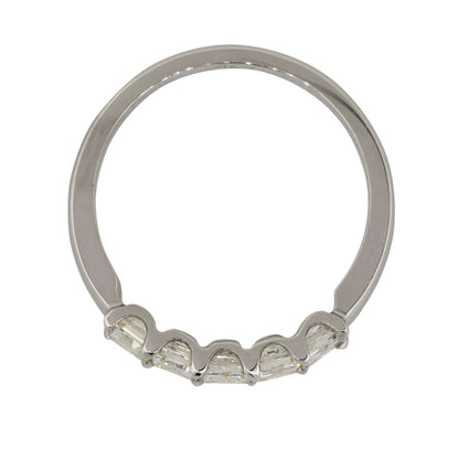 18k White Gold 1.19ctw Emerald Cut Diamond Five Stone Ring