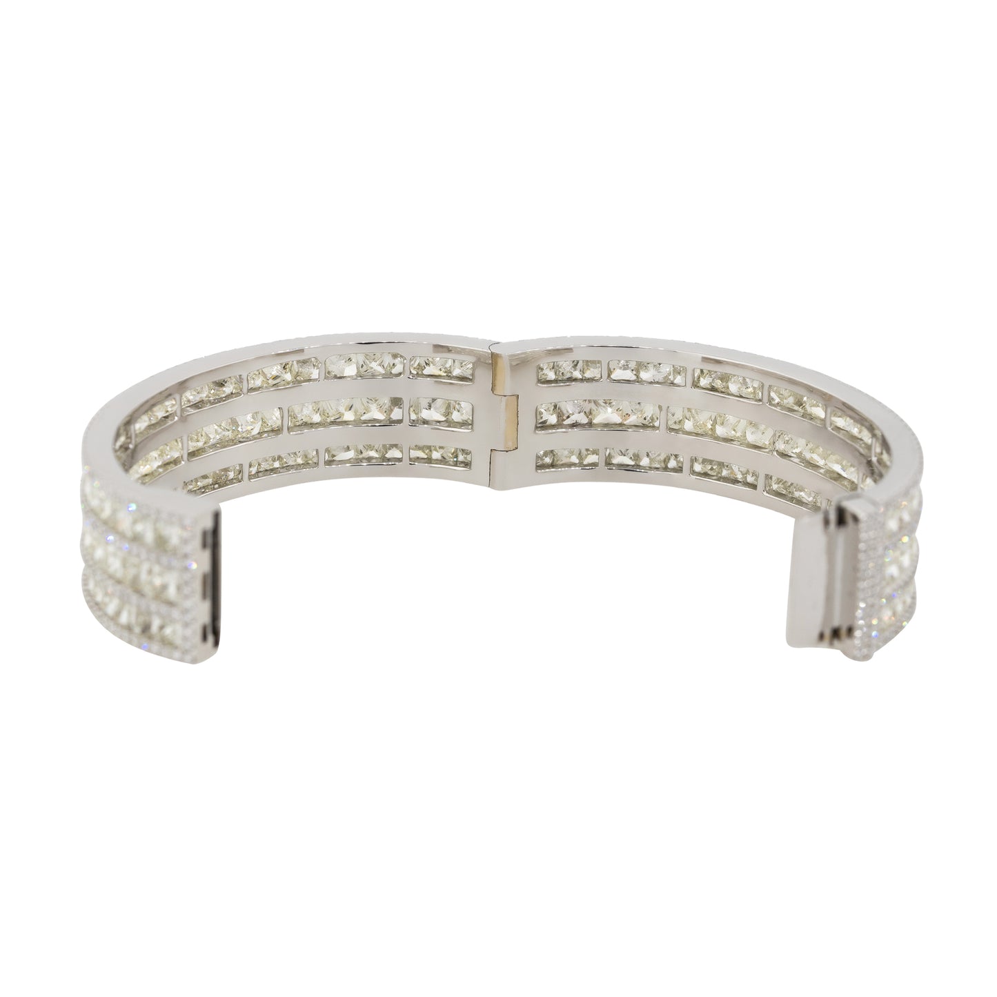 18k White Gold 51.12ctw Multi Row Multi Diamond Pave Bangle Bracelet