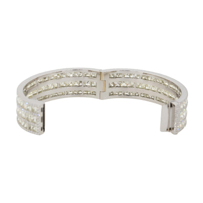 18k White Gold 51.12ctw Multi Row Multi Diamond Pave Bangle Bracelet