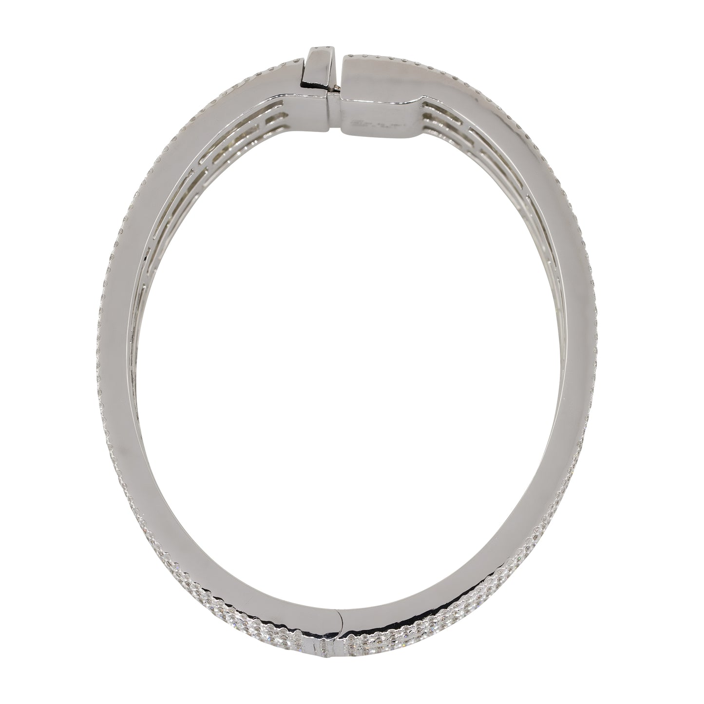 18k White Gold 51.12ctw Multi Row Multi Diamond Pave Bangle Bracelet