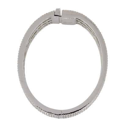18k White Gold 51.12ctw Multi Row Multi Diamond Pave Bangle Bracelet