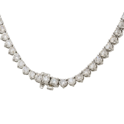 Platinum Natural 33.09 Carat Round Brilliant Graduated Diamond Tennis Necklace